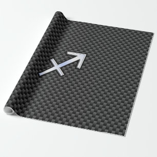 Sagittarius Zodiac Sign Black Carbon Fiber Style Cadeaupapier