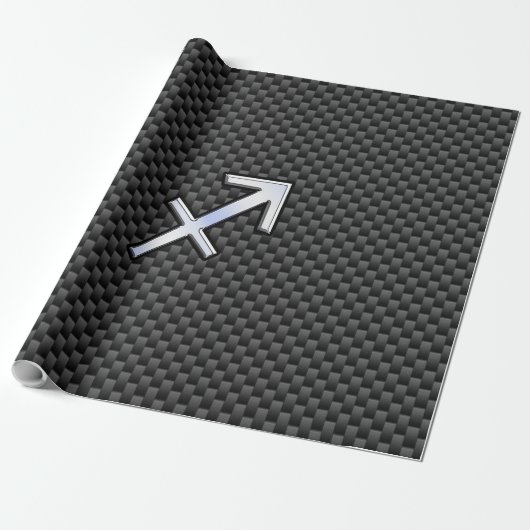 Sagittarius Zodiac Sign Black Carbon Fiber Style Cadeaupapier (Uitgerold)