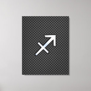 Sagittarius Zodiac Sign Black Carbon Fiber Style Canvas Afdruk