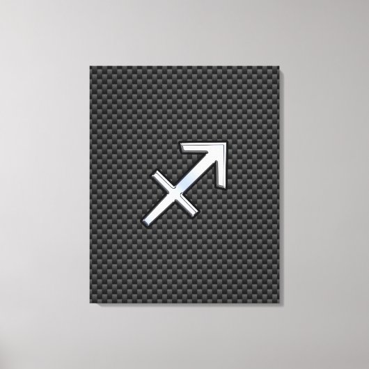 Sagittarius Zodiac Sign Black Carbon Fiber Style Canvas Afdruk (Voorkant)
