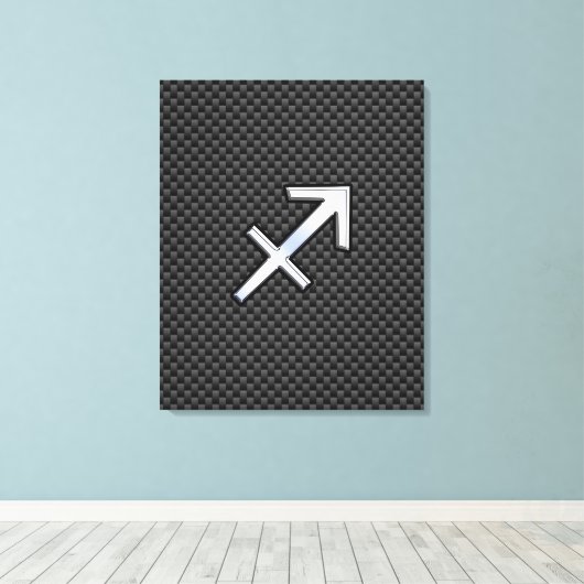 Sagittarius Zodiac Sign Black Carbon Fiber Style Canvas Afdruk (Insitu (Houten vloer))