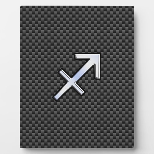 Sagittarius Zodiac Sign Black Carbon Fiber Style Fotoplaat (Voorkant)