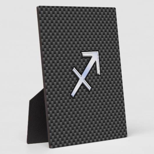 Sagittarius Zodiac Sign Black Carbon Fiber Style Fotoplaat (Zijkant)