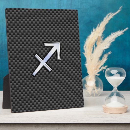 Sagittarius Zodiac Sign Black Carbon Fiber Style Fotoplaat (Zijkant)