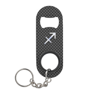 Sagittarius Zodiac Sign Black Carbon Fiber Style Mini Flessenopener