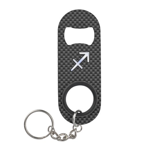 Sagittarius Zodiac Sign Black Carbon Fiber Style Mini Flessenopener (Voorkant)