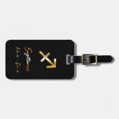 Sagittarius Zodiac Sign Black & Gold Bagagelabel (Voorkant horizontaal)