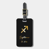 Sagittarius Zodiac Sign Black & Gold Bagagelabel (Voorkant verticaal)