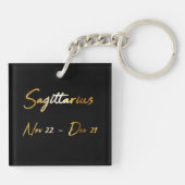 Sagittarius Zodiac Sign., Black & Gold Sleutelhang Sleutelhanger (Achterkant)