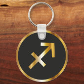 Sagittarius Zodiac Sign., Black & Gold Sleutelhang Sleutelhanger (Voorkant)