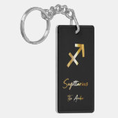 Sagittarius Zodiac Sign., Black & Gold Sleutelhang Sleutelhanger (Voorkant Links)