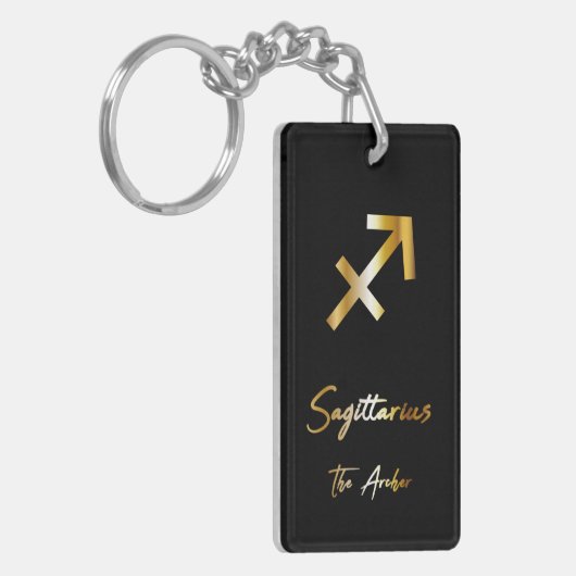 Sagittarius Zodiac Sign., Black & Gold Sleutelhang Sleutelhanger (Voorkant Links)