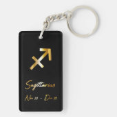 Sagittarius Zodiac Sign., Black & Gold Sleutelhang Sleutelhanger (achterkant)