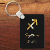 Sagittarius Zodiac Sign., Black & Gold Sleutelhang Sleutelhanger (Voorkant)