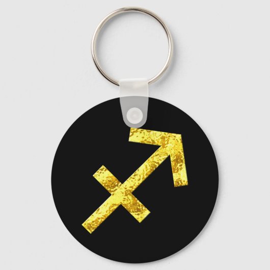 Sagittarius Zodiac Sign Black Gold Symbool Sleutelhanger (Voorkant)