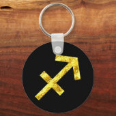 Sagittarius Zodiac Sign Black Gold Symbool Sleutelhanger (Voorkant)