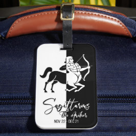 Sagittarius Zodiac Sign Black & White Bagagelabel