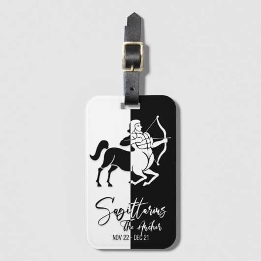 Sagittarius Zodiac Sign Black & White Bagagelabel (Voorkant (verticaal))