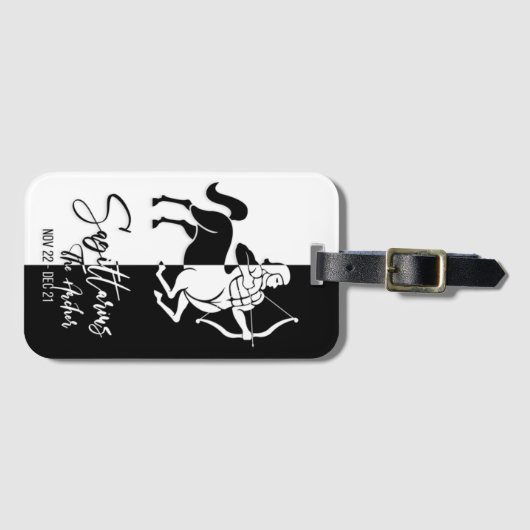 Sagittarius Zodiac Sign Black & White Bagagelabel (Voorkant (horizontaal))