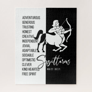 Sagittarius Zodiac Sign., Black&White Jigzaag Puzz Legpuzzel