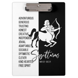 Sagittarius Zodiac Sign Black & White Klembord