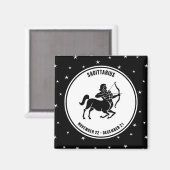 Sagittarius Zodiac Sign., Black & White Magnet (Voorkant / Achterkant)