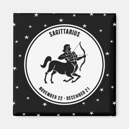 Sagittarius Zodiac Sign., Black & White Magnet (Voorkant)