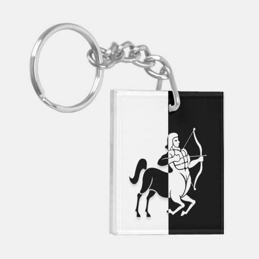 Sagittarius Zodiac Sign, Black & White Sleutelhang Sleutelhanger (Voorkant Links)