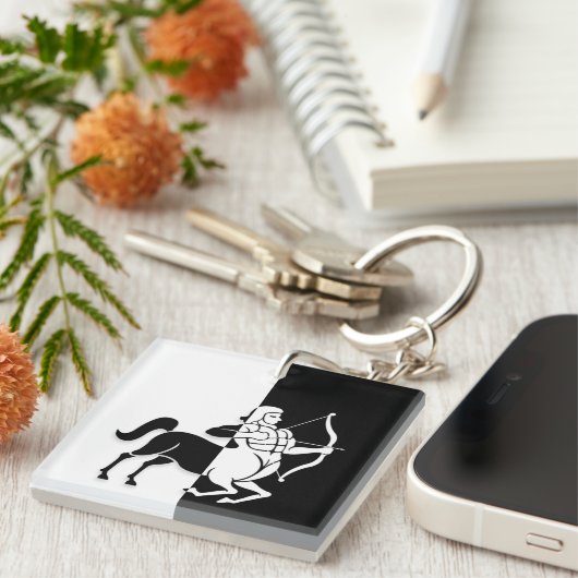 Sagittarius Zodiac Sign, Black & White Sleutelhang Sleutelhanger (Voorkant Rechts)