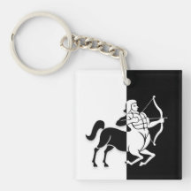 Sagittarius Zodiac Sign, Black & White Sleutelhang