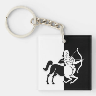Sagittarius Zodiac Sign, Black & White Sleutelhang Sleutelhanger