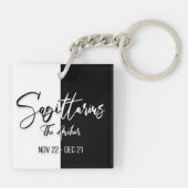 Sagittarius Zodiac Sign, Black & White Sleutelhang Sleutelhanger (Achterkant)