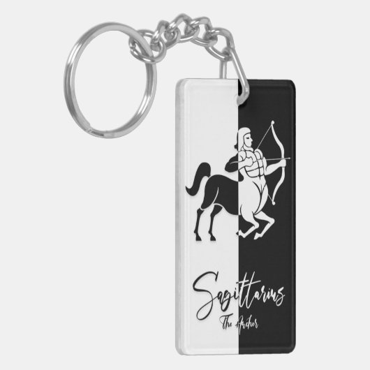 Sagittarius Zodiac Sign, Black & White Sleutelhang Sleutelhanger (Voorkant Links)