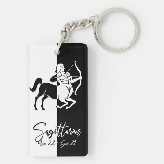 Sagittarius Zodiac Sign, Black & White Sleutelhang Sleutelhanger (achterkant)