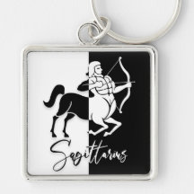Sagittarius Zodiac Sign, Black & White Sleutelhang