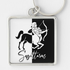 Sagittarius Zodiac Sign, Black & White Sleutelhang Sleutelhanger