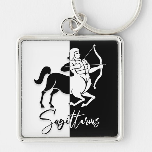 Sagittarius Zodiac Sign, Black & White Sleutelhang Sleutelhanger (Voorkant)