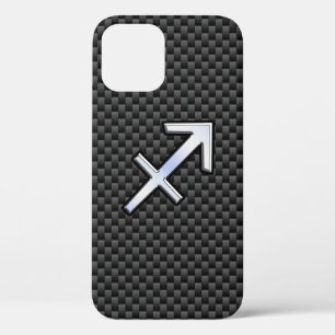 Sagittarius Zodiac Sign Carbon Style iPhone 12 Hoesje
