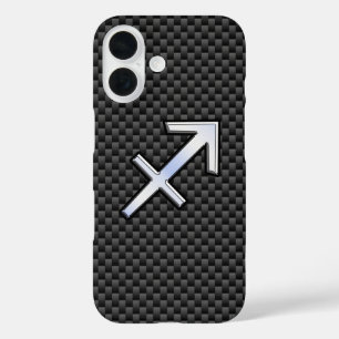 Sagittarius Zodiac Sign Carbon Style iPhone 16 Hoesje