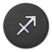 Sagittarius Zodiac Sign Carbon Style Keramische Knop (Voorkant)