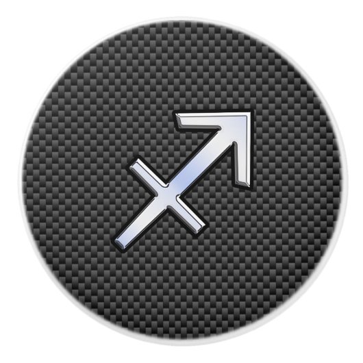 Sagittarius Zodiac Sign Carbon Style Keramische Knop (Voorkant)