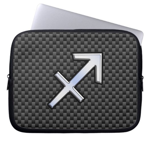 Sagittarius Zodiac Sign Carbon Style Laptop Sleeve (Voorkant)
