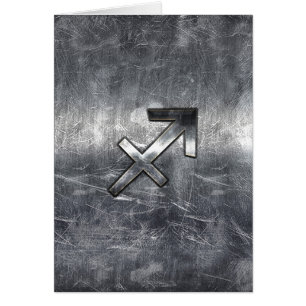 Sagittarius Zodiac Sign Distress Steel