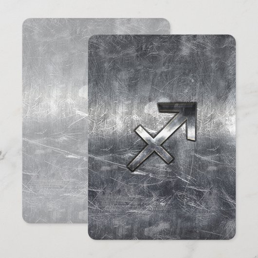Sagittarius Zodiac Sign Distress Steel (Voorkant / Achterkant)