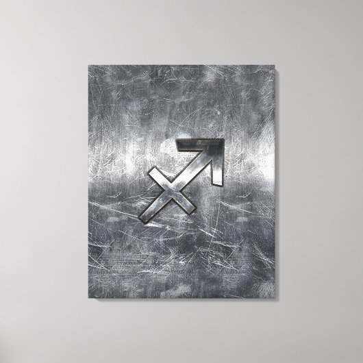 Sagittarius Zodiac Sign Distress Steel Canvas Afdruk (Voorkant)