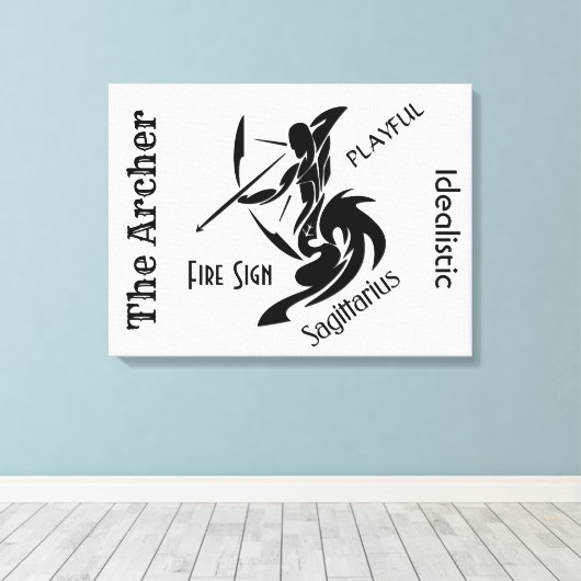 Sagittarius Zodiac Sign en Symbool Canvas Afdruk (Insitu (Houten vloer))