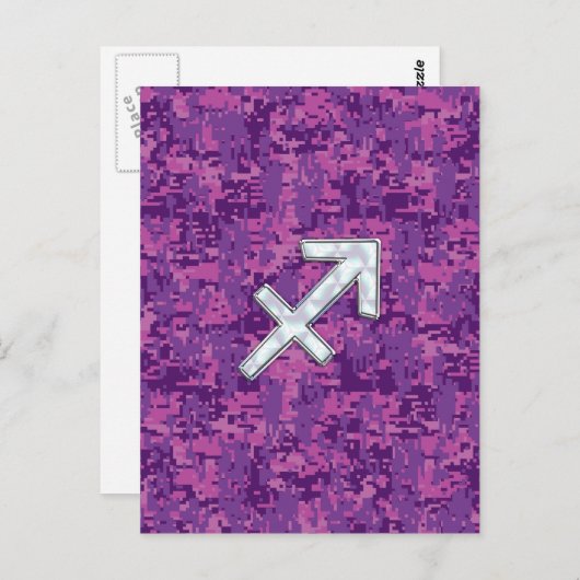 Sagittarius Zodiac Sign Fuchsia Digital Camouflage Briefkaart (Voorkant / Achterkant)