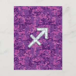 Sagittarius Zodiac Sign Fuchsia Digital Camouflage Briefkaart