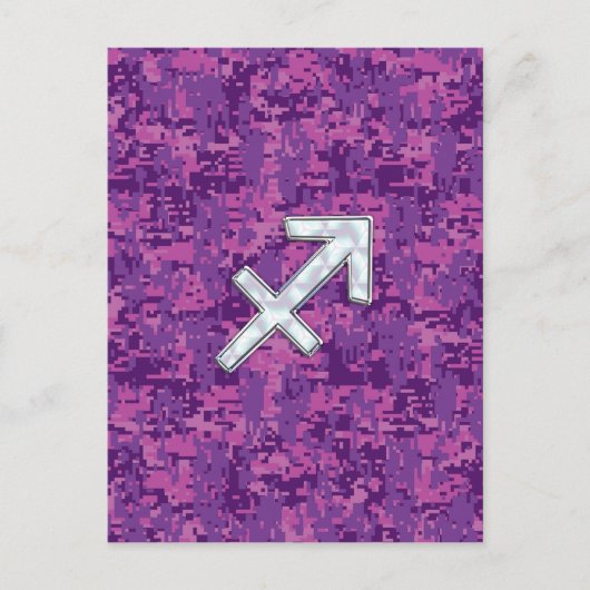 Sagittarius Zodiac Sign Fuchsia Digital Camouflage Briefkaart (Voorkant)
