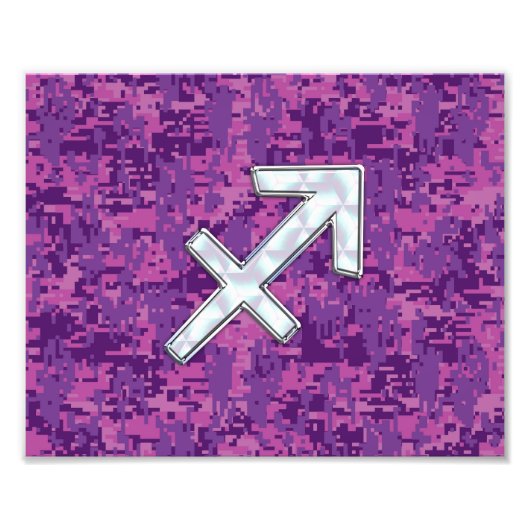 Sagittarius Zodiac Sign Fuchsia Digital Camouflage Foto Afdruk (Voorkant)